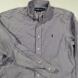 Mens Polo Ralph Lauren 15.5 34/35‎ Purple Check Classic Fit Long Sleeve Shirt